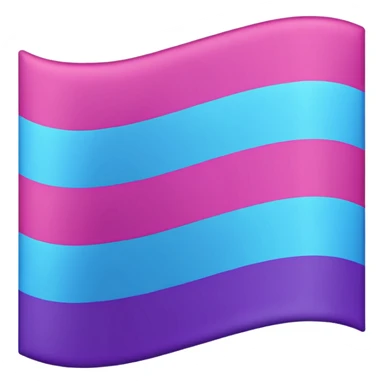 I want a flag, I want the first stripe at the top of the flag to be pink 🩷. I want The middle stripe to be the color purple 💜. And finally the bottom stripe I want the color blue 💙. Only those three colors in that exact order, pink, purple, blue. Make the colors more vibrant. No white. sticker