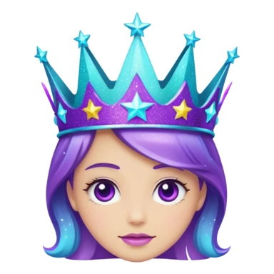 glitter Feeling purple cian crown shine star sticker
