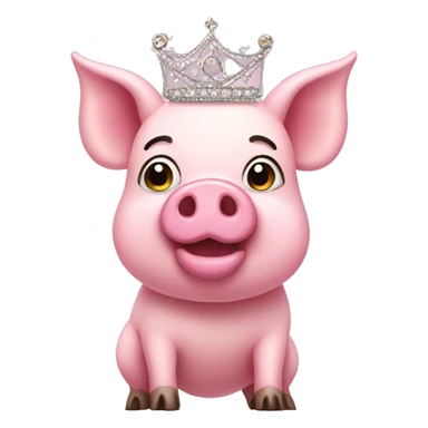 Pink pig in tutu and tiara sticker