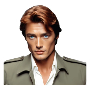 Alain Delon young police blue eyes short red hair sticker