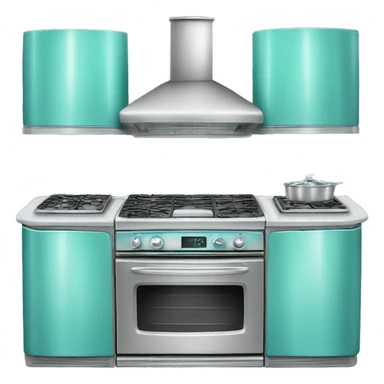 Realistic front facing tiffany blue and silver diamond glitter oven with stove top. sticker