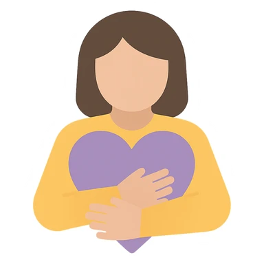 woman Arms hug a dull purple heart sticker