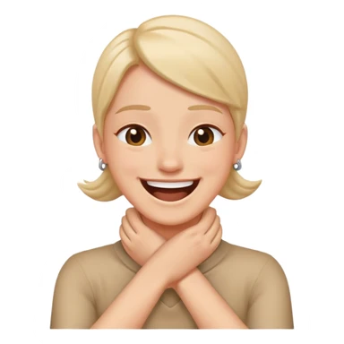 person with hands crossed in front of there neck laughing  sticker