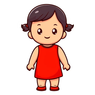 adorable child in a bright red dress sticker