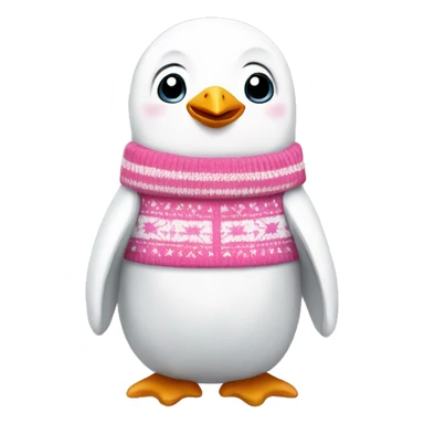 White penguin wearing a Christmas pink and white sweater  sticker