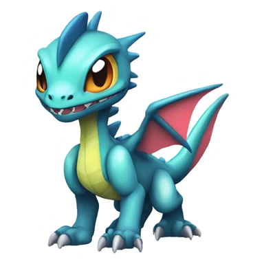 Colorful Edgy Chibi-Greymon-Flygon-Velociraptor-Pokémon sticker