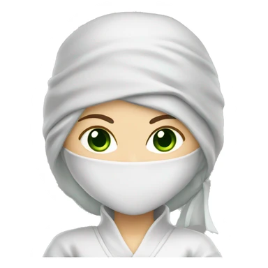 White Female Ninja with Green Eyes with White clothing  sticker
