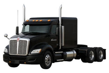 Enhance the flat top sleeper cab design of the 2026 Kenworth T680 semi truck, making the flat roof and low profile of the sleeper very clear and visually distinct. Keep a realistic style with no background. sticker