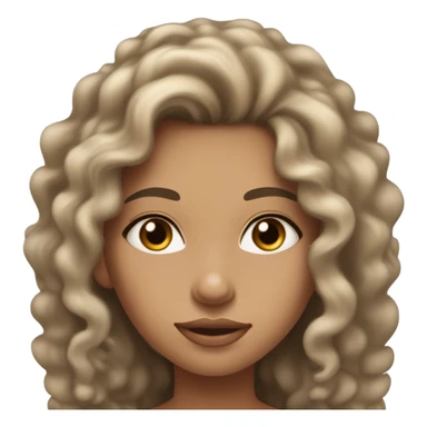 Long haired girl with 3c curls tan skin blue eyes clear skin and thick eyebrows and skinny and a tank top with collerbonws showing  sticker