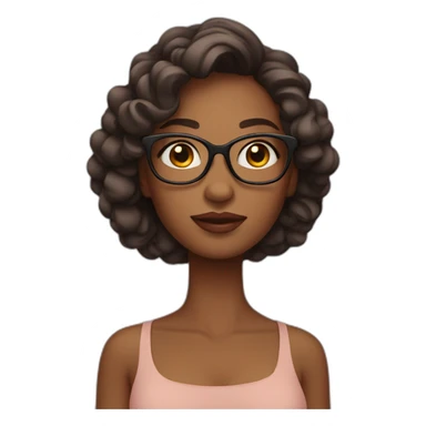 Woman smooth hair matte skin with big levers without lipsticks have glasses sticker