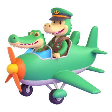Crocodile pilot in an airplane sticker