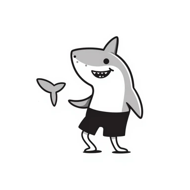 shark with legs, hand drawn doodle style sticker