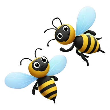 Two cartoon bees flying around each other sticker