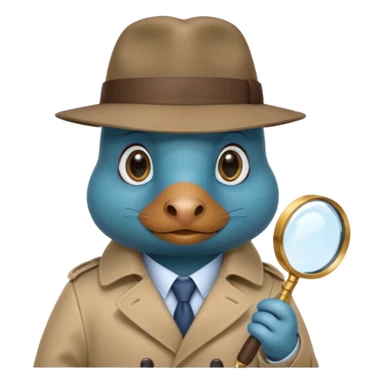 cute blue platypus detective sticker