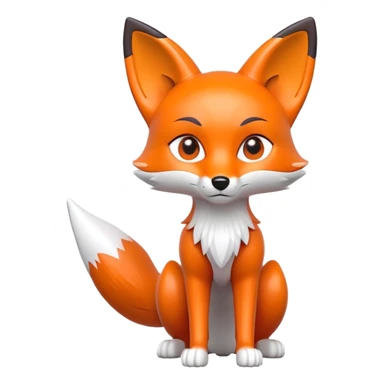 original designer toy character with fox features, pointed ears, X-symbol eyes, long limbs, sleek design, collectible figure sticker