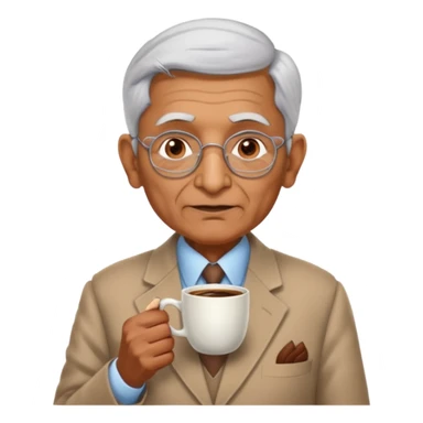indian politition elderly with coffee sticker