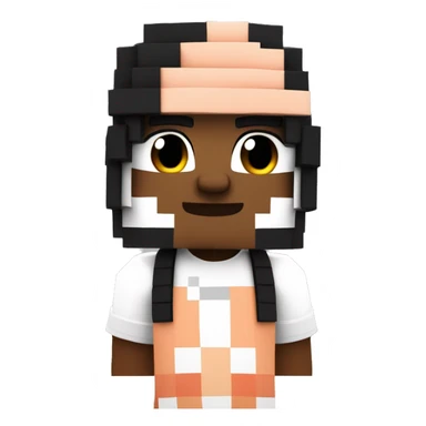 minecraft character with a bandana colour black and white, and hair as black, skin as peach sticker