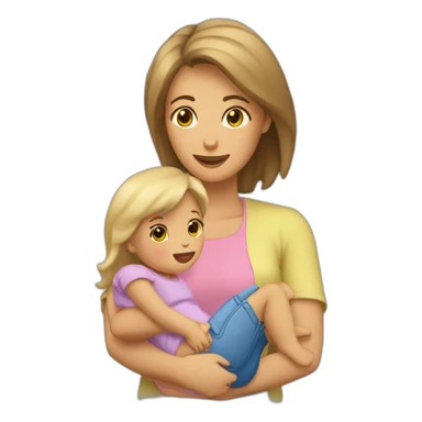 Maman brune qui fait un câlin à ça fille blonde sticker