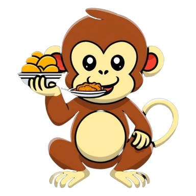 Monkey eating fried chicken sticker