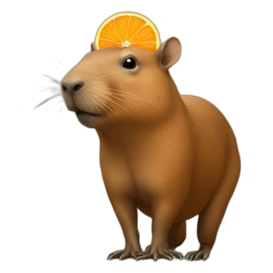 Capibara avec une orange sur la tête sticker