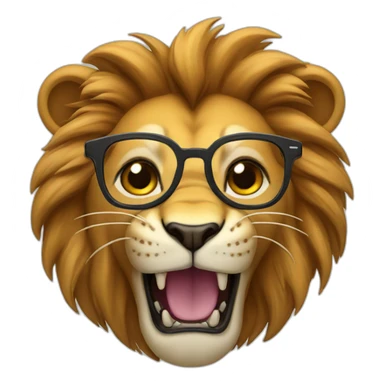 Lion with glasses roaring sticker
