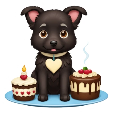 Tea and cake black dog sticker