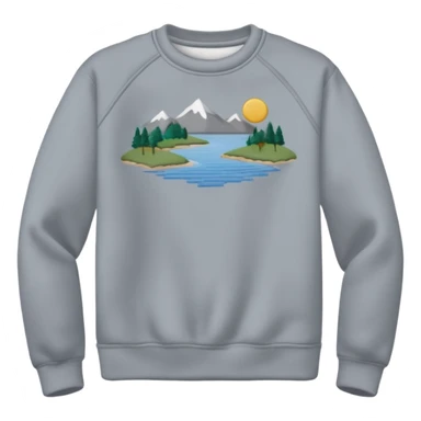 Sweat shirt with really tiny embroidered lake design in top left corner sticker