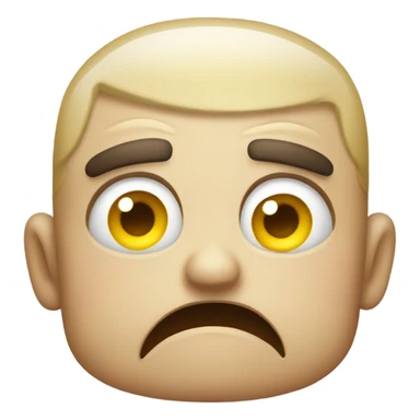 Angry emoyi jellow dot eyes only on one side beside and behind eachother giving a look of annoyed brows pulled up lips pouting a bit emoyi look sticker