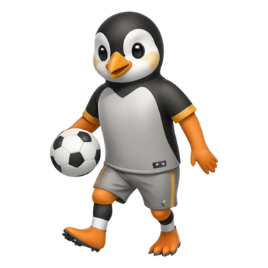 a penguin playing football with jersey and shorts  sticker