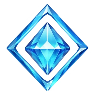 Create a custom emoji badge featuring a stylized, glossy letter “S”. Style it after the Diamond rank from League of Legends. Use crystalline blue tones, sharp reflections, faceted textures, and a high-end glowing frame.
 sticker