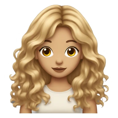 Beautiful, natural-skinned girl with long brown wavy hair, and curtain bangs. sticker