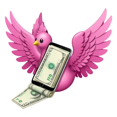 cash with wings pink sticker