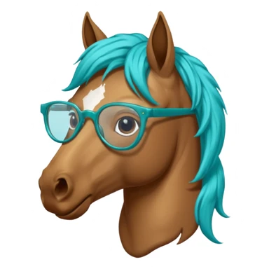 horse head with turquoise hair and glasses sticker