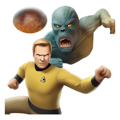 Captain Kirk fighting Gorm sticker
