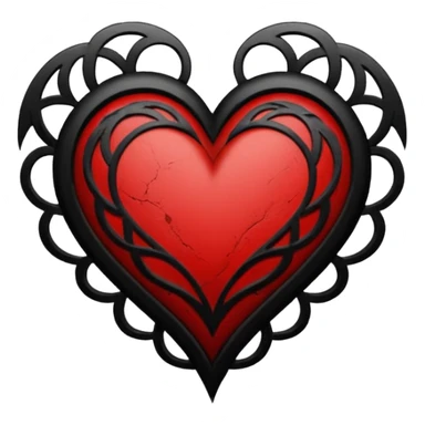 Black and red heart tattoo style sticker