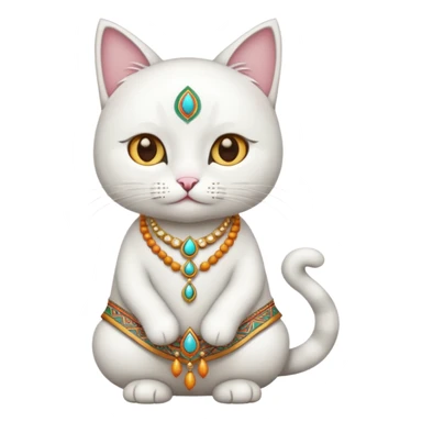 white cat wearing indian clothes sticker