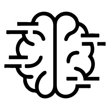 icon of brainrot as a brain with glitch or static effects, modern and minimal, app icon style sticker