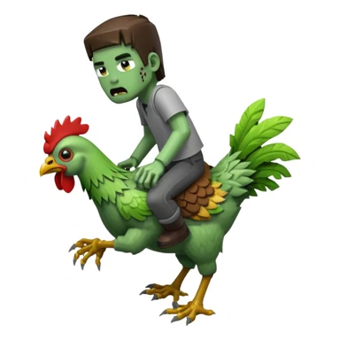 Minecraft tavuğunun üstüne binmiş Minecraft zombisi sticker