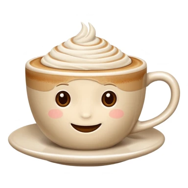 Genera un emoji di un cappuccino senza sorriso con un solo manico senza fiamma sopra sticker