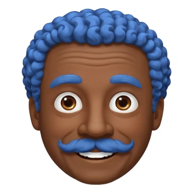 old guy with very curly short dark hair and big blue  mustache sticker