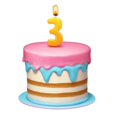Birthday cake with a “3” candle on it sticker