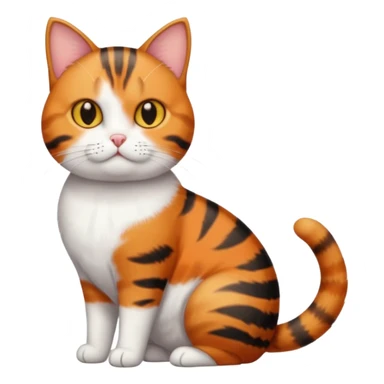 full body torbie and white cat with small head and short but chubby body sticker