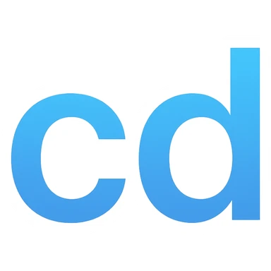 letters 'cd' in bold modern style blue gradient color sticker