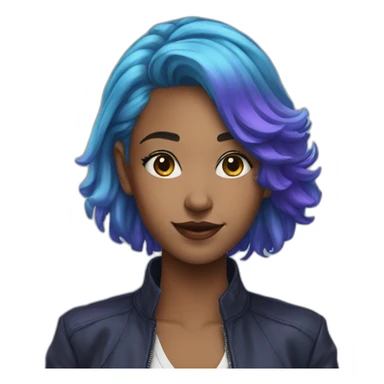 Blue purple hair jacket cool girl sticker