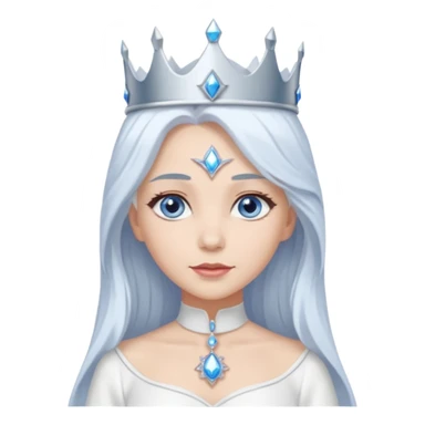 Good Witch of the North from The Wizard of Oz with light skin, blue eyes, long white hair, white outfit and crown sticker