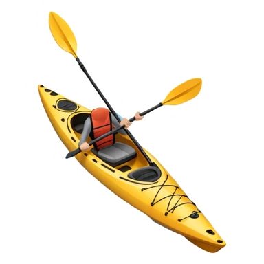 An icon showing a close-up of a sleek kayak with double-bladed paddles gliding through water. Splashes surround the boat as it cuts across a calm surface, symbolizing speed and focus. Transparent background emphasizes the dynamic and personal nature of kayak paddling. sticker
