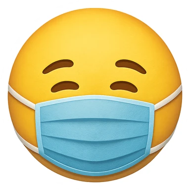 yellow face with medical mask emoji, digital illustration, no background sticker