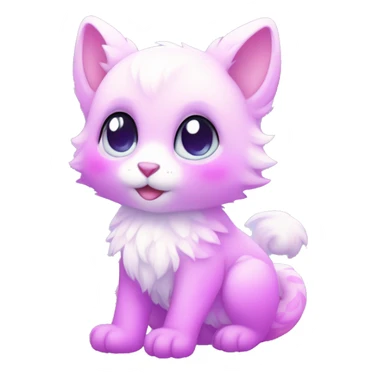 Kawaii cute gorgeous colorful sparkly bright light pastel lilac-pink-white-gradient fantasy ethereal fursona animal creature sticker