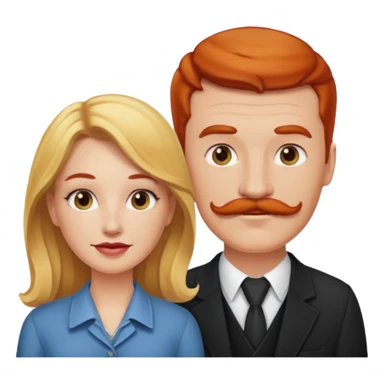 couple who are a blonde woman and redheaded mustached man sticker