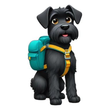 Miniature black Schnauzer with a backpack going on a hike sticker
